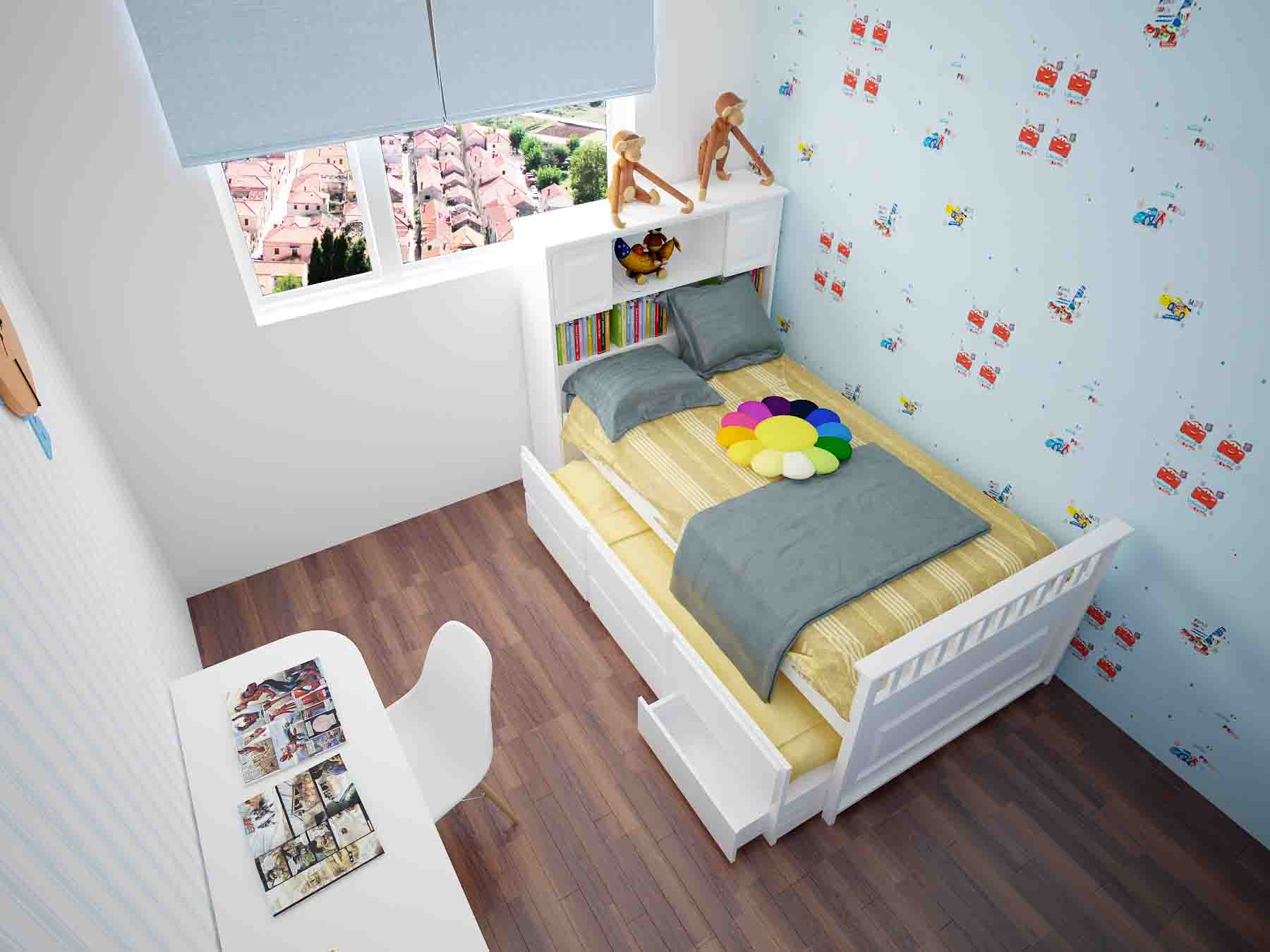 Tự trang trí decor phòng ngủ diện tích nhỏ hẹp, đơn giản với rèm cửa