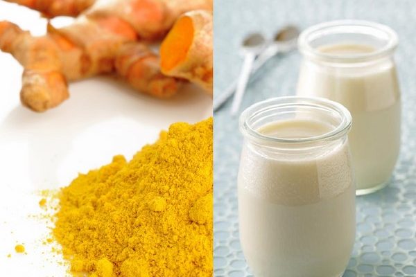 Dùng nghệ tươi cùng với sữa tươi